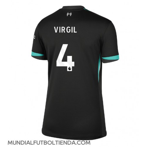 Camiseta Liverpool Virgil van Dijk #4 Segunda Equipación Replica 2024-25 para mujer mangas cortas